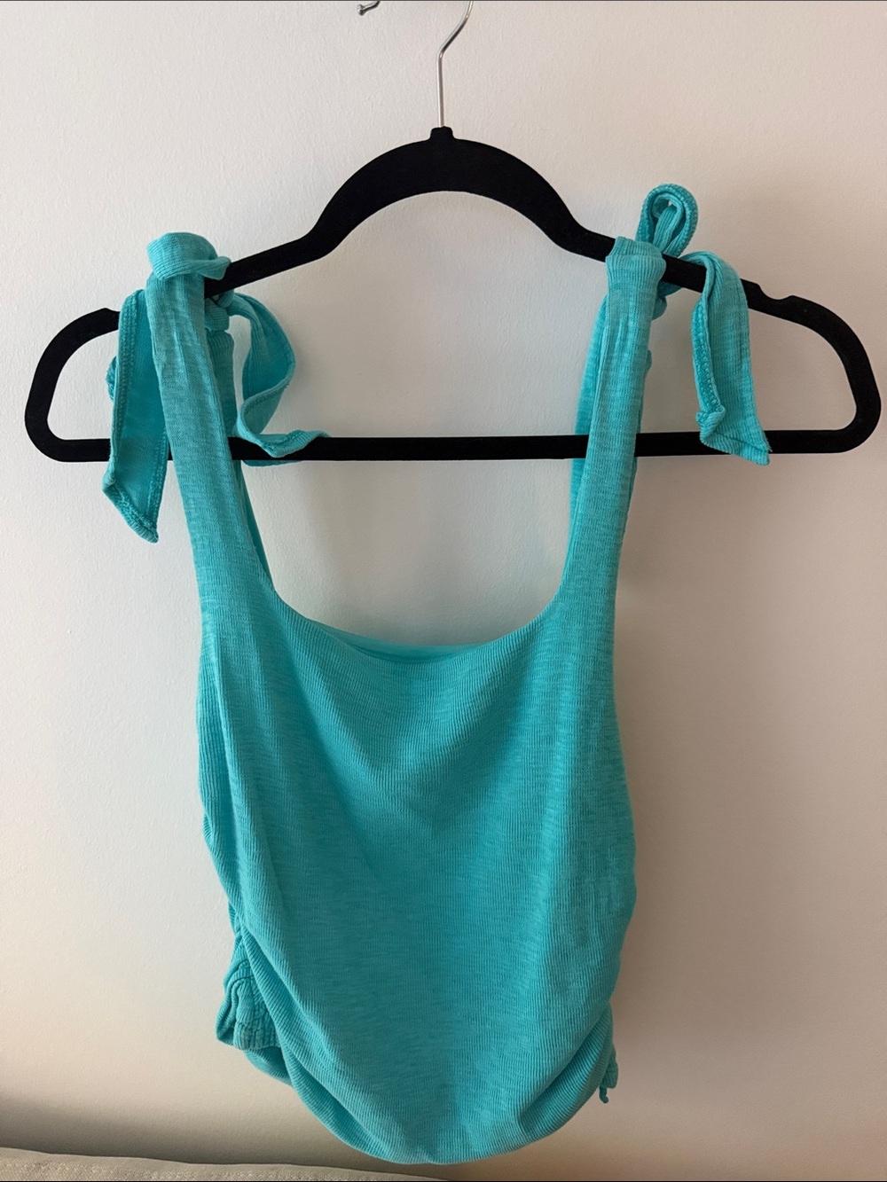 Free People Turquoise Tie-Shoulder Tank